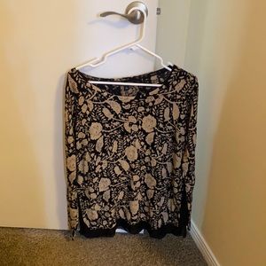 Knit “Vintage” Floral Long-Sleeve